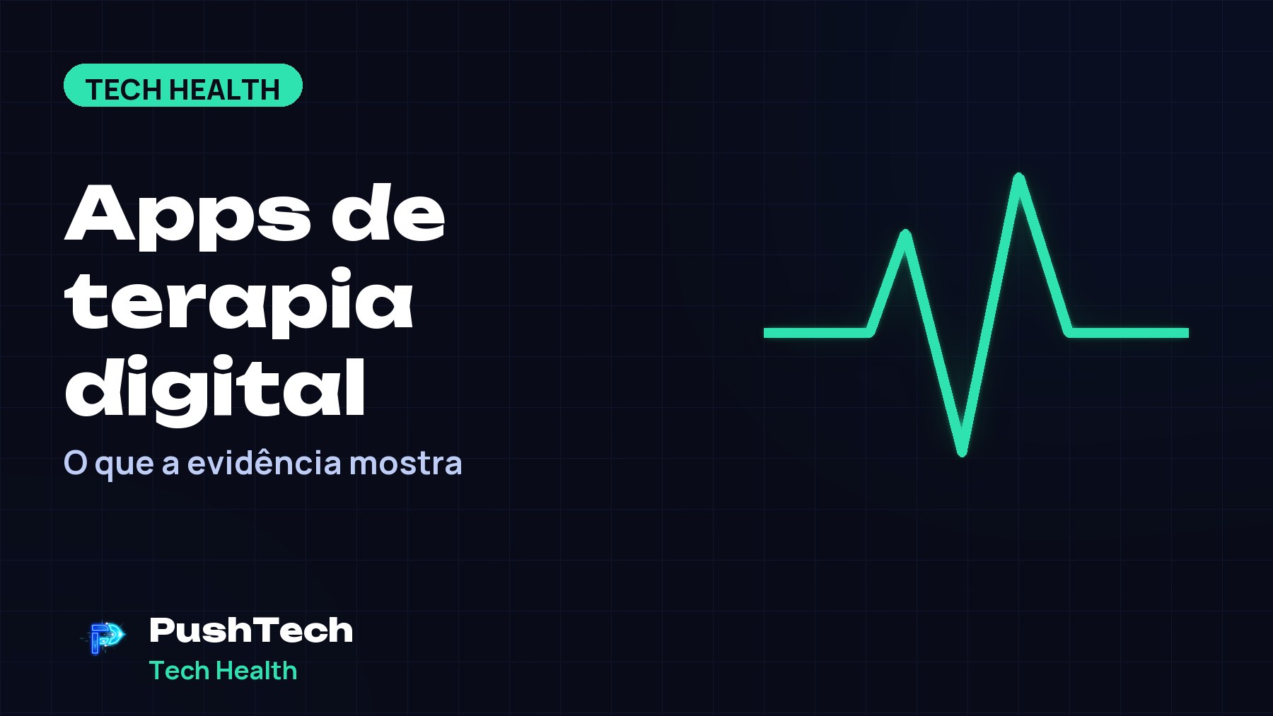 Capa com o título "Apps de terapia digital" e um desenho geométrico luminoso em tons de verde sobre fundo escuro com grade