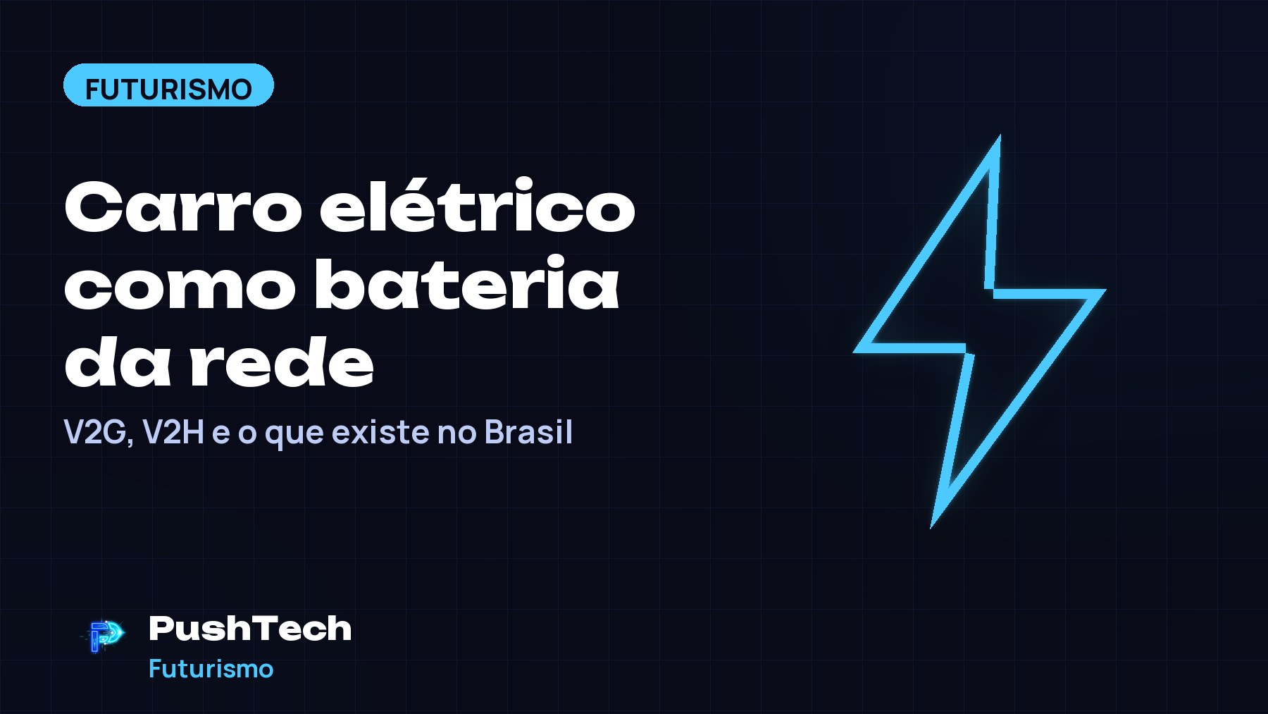 Capa com o título "Carro elétrico como bateria da rede" e um desenho geométrico luminoso em tons de azul sobre fundo escuro com grade