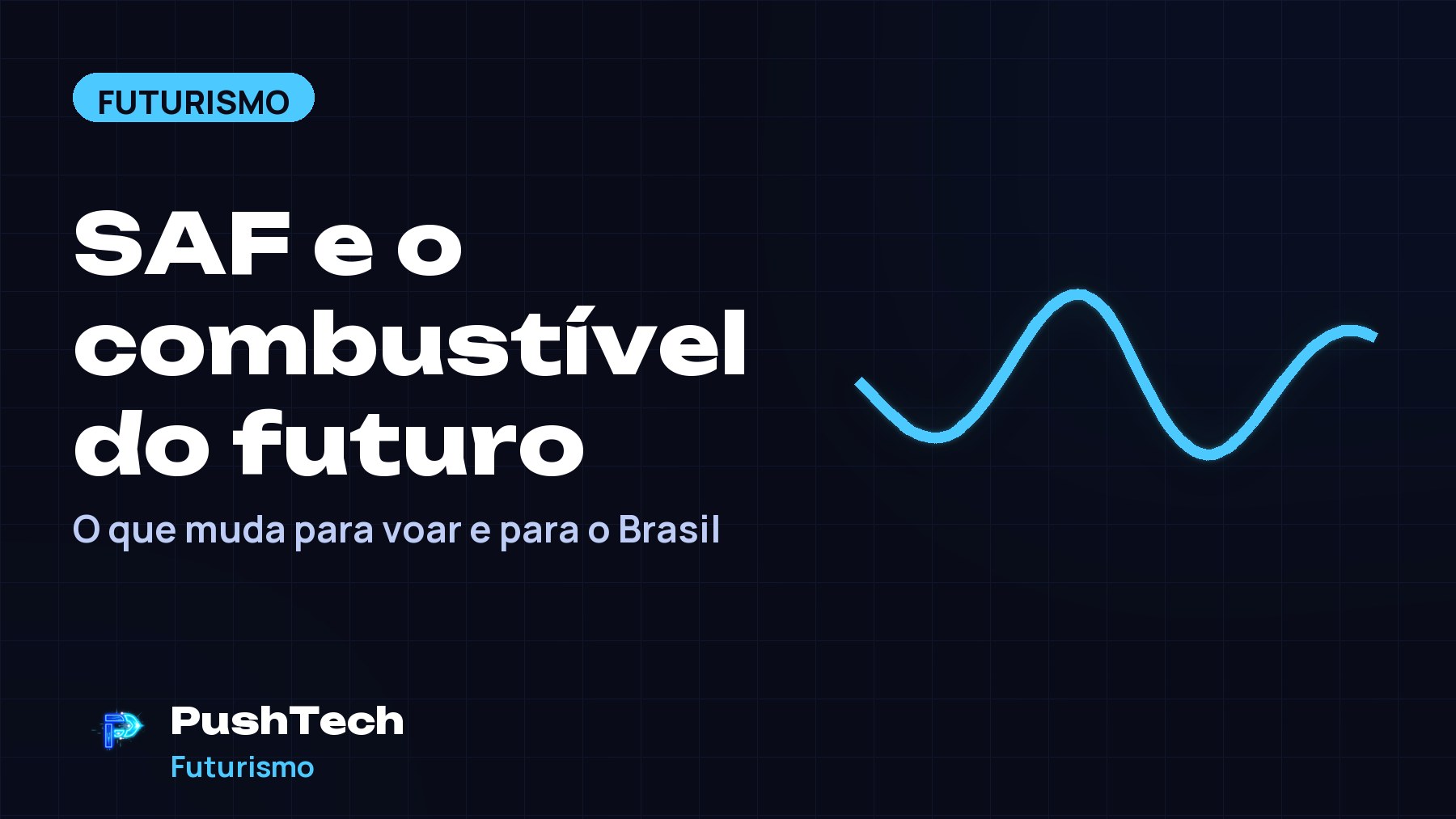 Capa com o título "SAF e o combustível do futuro" e um desenho geométrico luminoso em tons de azul sobre fundo escuro com grade