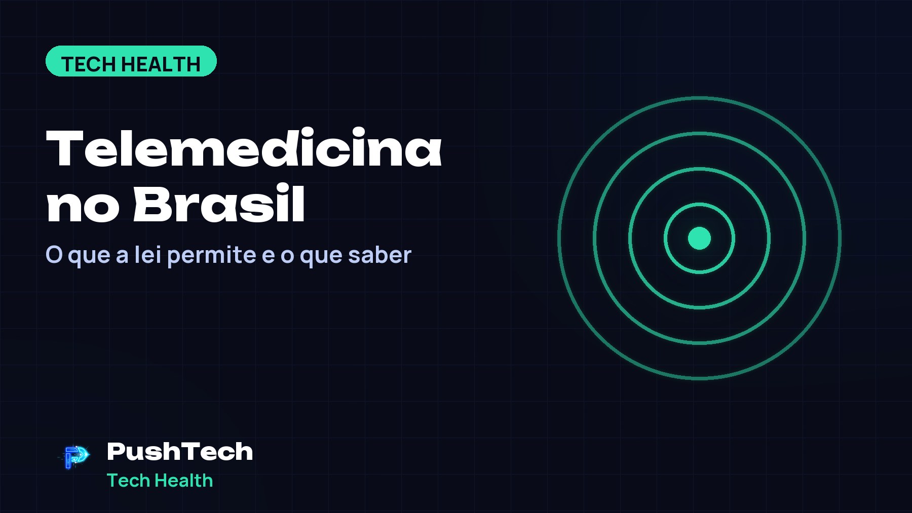 Capa com o título "Telemedicina no Brasil" e um desenho geométrico luminoso em tons de verde sobre fundo escuro com grade